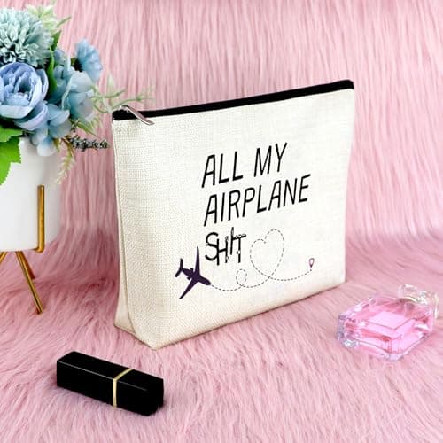 Flight Attendant Gifts Makeup Bags Pilot Gift Air Stewardess Cosmetic Bag Traveling Present for Stewardess Crew Flight Student Graduation Presents Cosmetic Bag Christmas Birthday Gift for Attendant — view 6