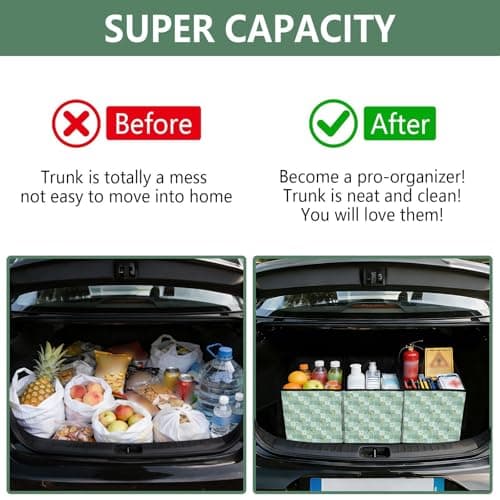 Grckit Car Trunk Organizer Mint Green Bows Heavy Duty Collapsible Storage Tote Bag with Reinforced Handles for Shopping Travel Picnic — view 4