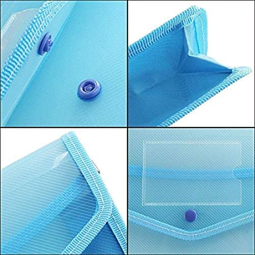 5 Pcs Plastic Wallet Folders with Popper - Document Pockets with Button, Plastic Envelope Wallets Files for A4 documents Papers,Red Blue Yellow Green Black - Pack of 5 — view 5
