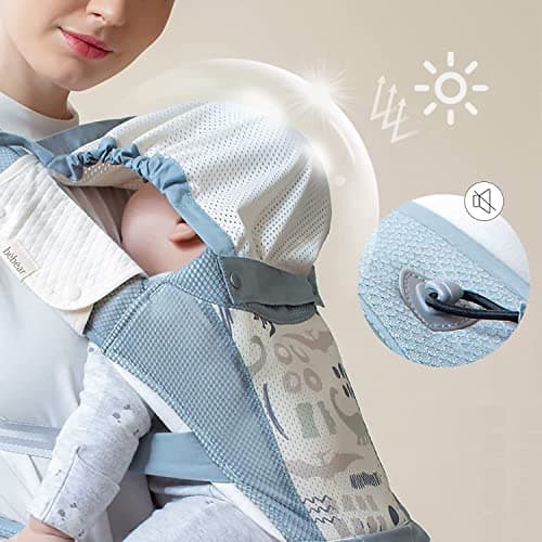 Bebamour Baby Carrier with Hip Seat, Newborn to Toddler 0–36 Months, Ergonomic Infant Carrier with Adjustable Waist Belt, Head Hood, Teething Pads & Waist Extender, Grey — view 5