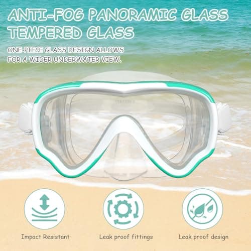 AOOSA Kids Snorkel Set, Anti-Fog Tempered Glass Diving Mask Snorkeling Gear — view 4