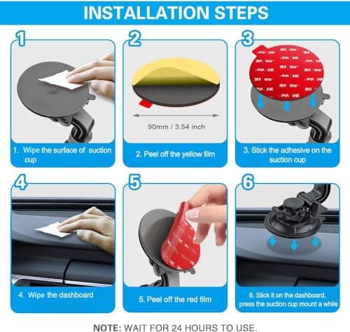 volport Sticky Adhesive for Dash Cam Suction Cup Mount, 90mm Circle Heat Resistant Double Sided Extra Strong Mounting Tape Pad Replacement for Car Boat Dashboard Windshield Camera GPS Sucker Holder — view 6