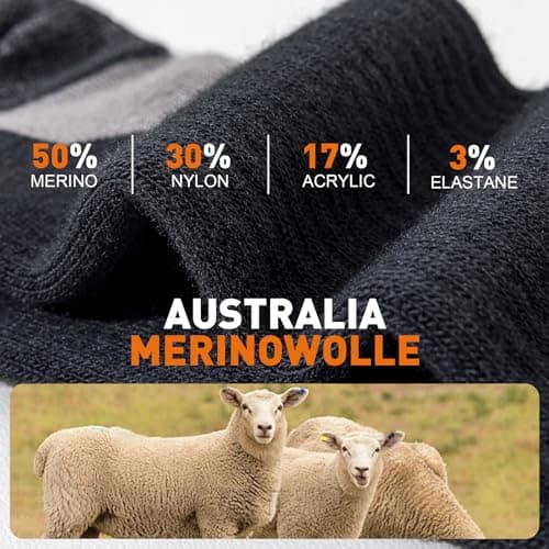 Niorasen Merino Wool Hiking Socks for Men & Women, Thick Cushioned Walking Socks, Seamless & Breathable Anti-Blister Crew Socks for Sports, Running, Outdoor, Work, Cycling, Trekking,3 Pairs Unisex — view 3