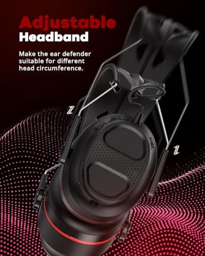 Doohoeek Bluetooth 6.0 Ear Defender, Wireless Hearing Protector Earmuffs with 1200mAh Rechargeable Battery, SNR 30dB Noise Cancelling Headphones, Adjustable Headband with Microphone (UK) — view 5