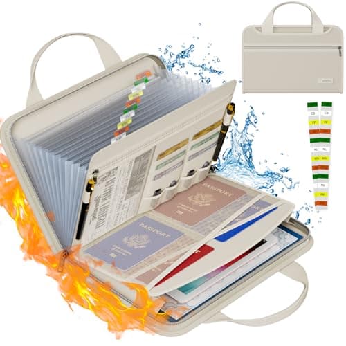 Accordion File Organizer, Fireproof Expanding File Folder with 13 Pockets