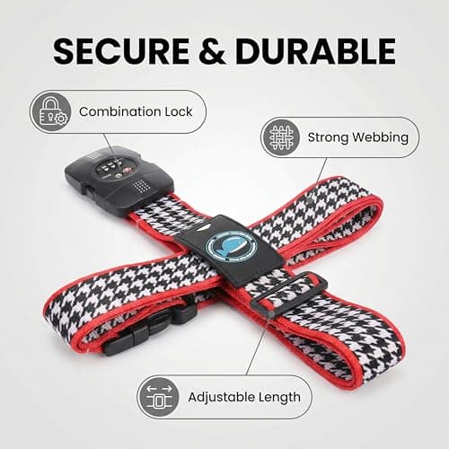 HIMREYLD TSA Luggage Strap with 3-Digital Lock Adjustable for Travel Suitcase 20 to 32 Inch, Cross 230 and 200 CM Long - Stripes — view 2