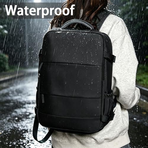 Treer Ryanair Cabin Bags 40x30x20cm Underseat Travel Backpack Carry on Hand Luggage for Airplanes, Waterproof Multiple Pockets Rucksack, Includes Compressible Storage Bag (Cream White,24L) — view 6