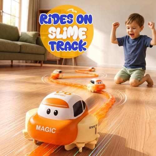 DIY Slime Track Car, Rechargeable Yellow Car with Reusable Orange Slime — view 4