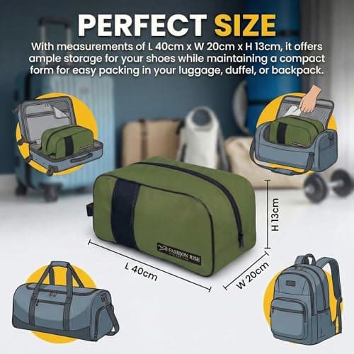Waterproof Sports Boot/Shoe/Travel Bag for Football Cricket Rugby Golf Toiletry Gym for Men/Women (Olive Green) — view 3