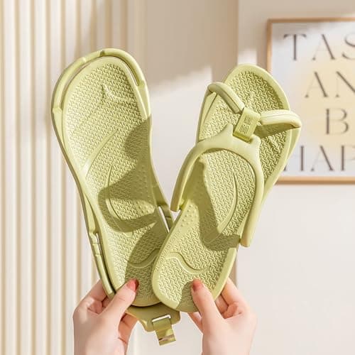 WZNKXFC Travel Slippers Shower Foldable Shoes Quick Drying Non Slip for Women Lightweight Shoes Men Beach Spa Portable Hotel EU Size 39-40 Green — view 2