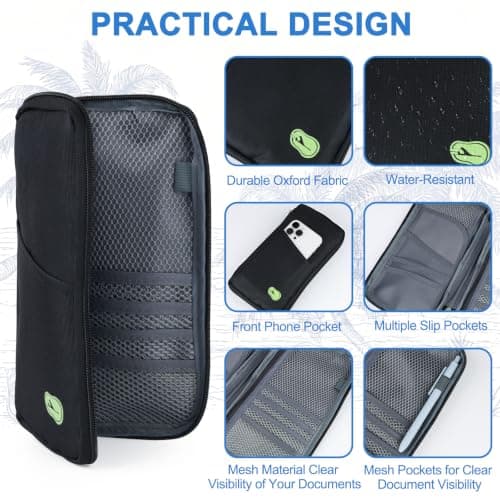 FitDA Passport Holder Travel Wallet, Large Capacity Document Holder — view 4