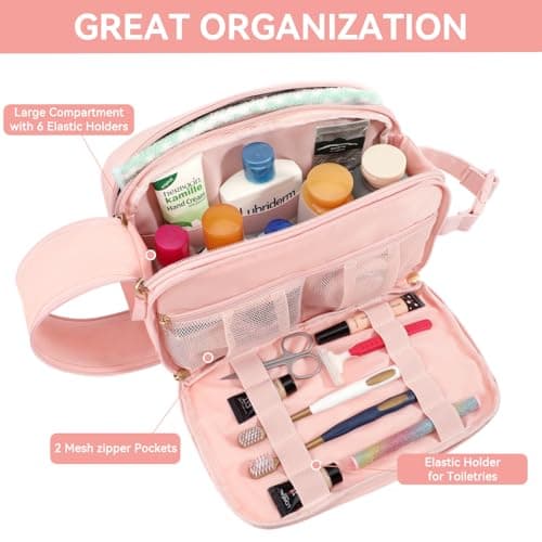 Voova Hanging Travel Toiletry Bag for Men and Women, Pink — view 2