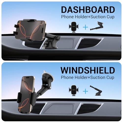 VIIMAKE Upgraded Clamp Suction Cup Car Phone Holder,Windshield/Dashboard Phone Car Mount with Strong Sticky Gel for iPhone, Samsung, GPS, 4-6.8 Inch Devices — view 6