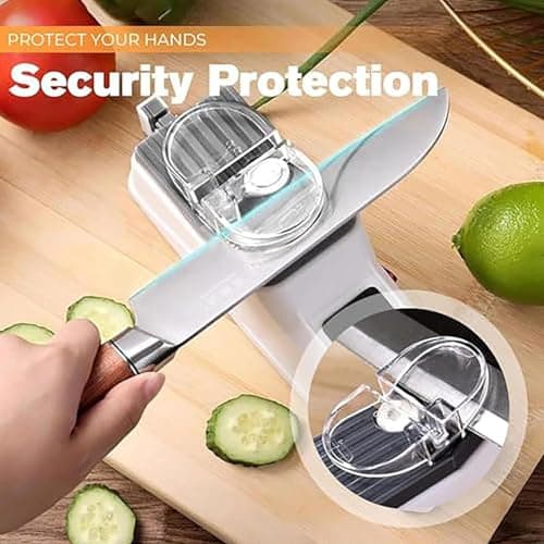 Surudoisharp Pro Electric Knife Sharpener，5 Seconds for Quick Sharpening, Knives Automatic Knives Sharpener, Knife Sharpener with Protective Cover for Kitchen Knives-A — view 3