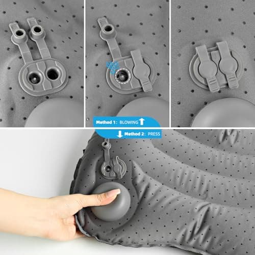 Crisonky Camping Pillow with Built-in Pump - Inflatable Pillows - Travel Pillows for Backpacking & Airplane, Lumbar Support Blow Up & Press to Inflate Pillow, Compressible, Comfortable Pillow — view 3