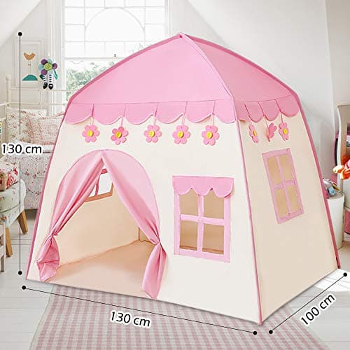 Labeol Princess Castle Play Tent Large Kids Play House for Indoor and Outdoor with Cotton Ball Lights Crown Magic Wand Safety Non-toxic Great Gift for Girls 130 * 100 * 130 — view 2