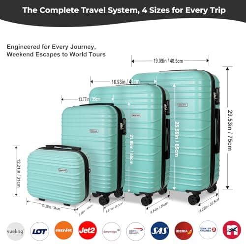 Luggage Depot Travel Suitcase Set, Spinner Wheels, ABS Shell, Mint Green — view 2