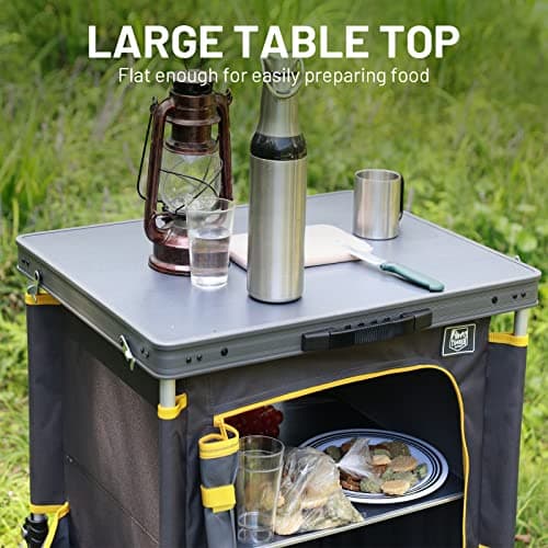 TIMBER RIDGE Compact Folding Kitchen Cabinet for Camping Garden Storage Compartments with Side Pockets — view 4