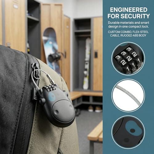 3 Digit Cable Combination Lock,7x5cm Mini Luggage Locks with 75cm Retractable Cable,Security Password Lock,Wire Combination Lock Padlocks for Suitcase Toolbox Lockers Bike Helmet Travel (Black) — view 5