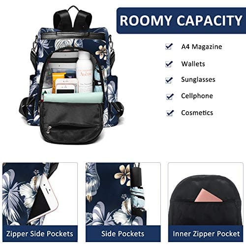 Fmeida Anti Theft Backpack for Women Small Travel Rucksack Water Resistant — view 3