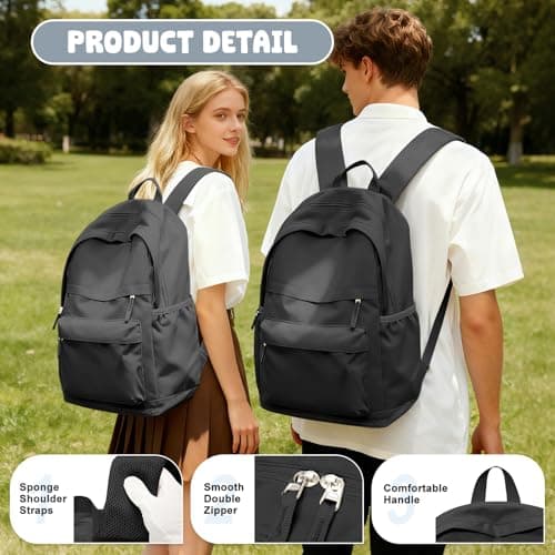 School Backpack Womens Men Black Rucksack School Book Bags for Girls Boys — view 4
