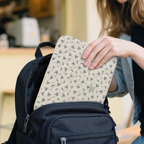Puffy Laptop Sleeve 13 Inch Cute Floral Laptop Case Soft Quilted Computer Sleeve Protective Cover for MacBook, iPad, Notebook, Chromebook — view 2
