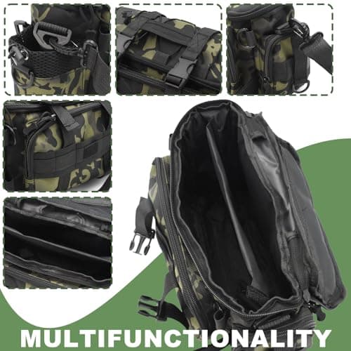 Auptiz Fishing Bag, Multi-Pockets Holdall Shoulder Waist Handbag, Holdall Camouflage-1 Outdoor Carryall Fishing Tackle Bags with Belt & Shoulder Strap for Outdoors Hiking Hunting Camping Travel — view 3