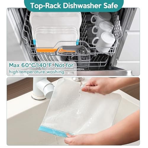 Reusable Sandwich Bag Freezer Bags Ziplock, 10 Pack Silicone Zip Lock Bags Large Vegetable Bags Snack Bag, Plastic Leakproof Food Storage Pouches for Keeping Lunch, Snack, Fruit, Potato, Travel Items — view 6