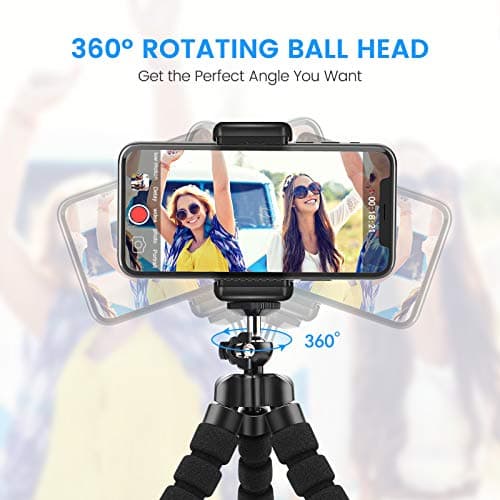 Lidasen Flexible Mini Tripod Holder with Bluetooth Control, Portable Travel Camera Mobile Phone Mount Compatible with iPhone, Android Phones, GoPro, 4-8" Smart Device — view 2