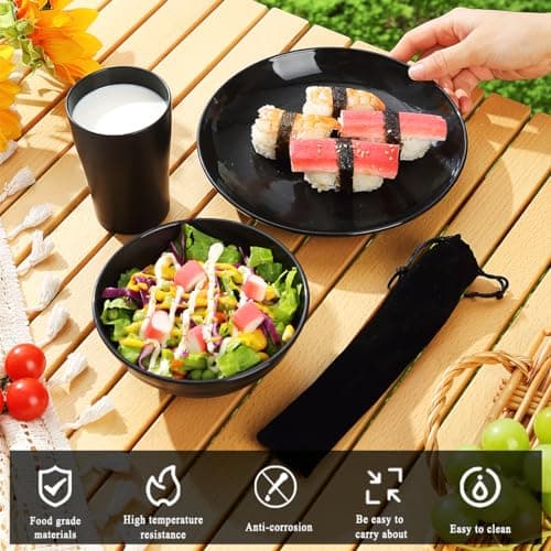 Kyraton Camping Utensils - Mess Kit for Travel, Picnic, Outdoor, Gear Include Knife, Spoon, Fork Cutlery Set, Cup, Bowl, Plate, Camping Essentials for 1 — view 4
