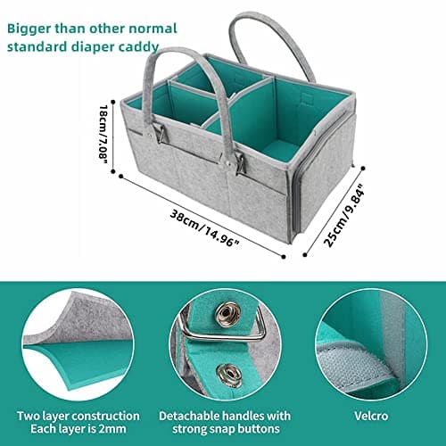 Baby Diaper Caddy Organizer, Foldable Felt Nursery Storage Bag Flexible Compartments Multi Pockets Portable Organiser Bag for Baby Changing Nappy, Wipes, Newborn Shower Toys Bag — view 4