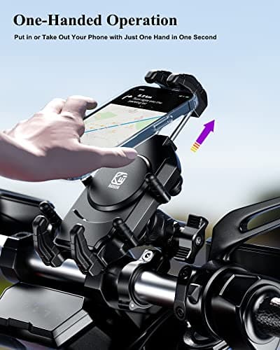 BRCOVAN Motorcycle Phone Holder with Vibration Dampener & High-Speed Secure Lock, Anti-Theft Mount for Bike, Bicycle, Scooter, ATV, Fits 5.4''-7.2'' Smartphones — view 4