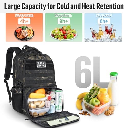 Cooler Backpack Mens with 6L Lunch Box: 40L Rucksack for Men with Laptop Compartment Work Bag with Lunchbox Cool Bag Rucksack for School Picnic Camping — view 2