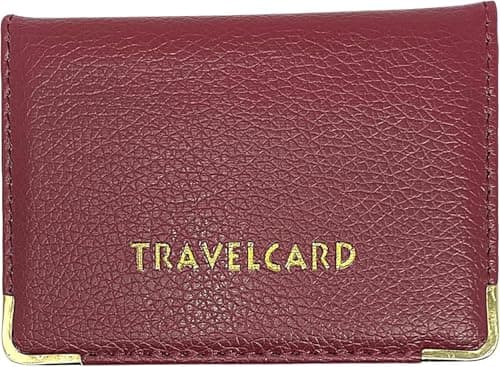 ORCHIDS Unisex Travel Bus Pass Holder – Slim ID, Credit Card & Ticket Wallet Cover Case (Maroon)