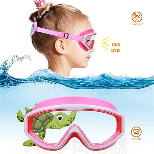 RUIGAO Kids Swim Goggles Age 4-7, Toddler Goggles No Tangle, Child Swimming Mask/Bungee Strap/Soft Band (1PK - Fun Summer) — view 4