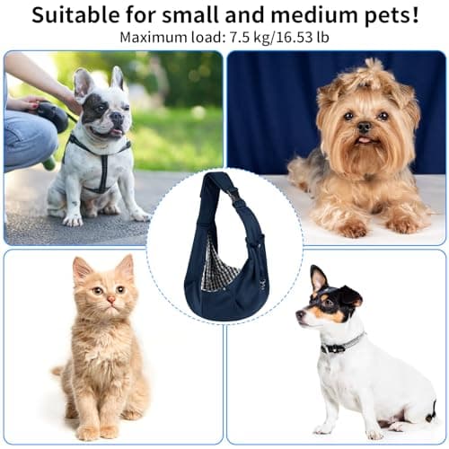 Sarsumir Dog Carrier Bag Dog Sling, Pet Carrier for Small Medium Cat Dog, Puppy Carrier with Adjustable Shoulder Strap Puppy Sling for Travel Walking Shopping, Blue — view 5