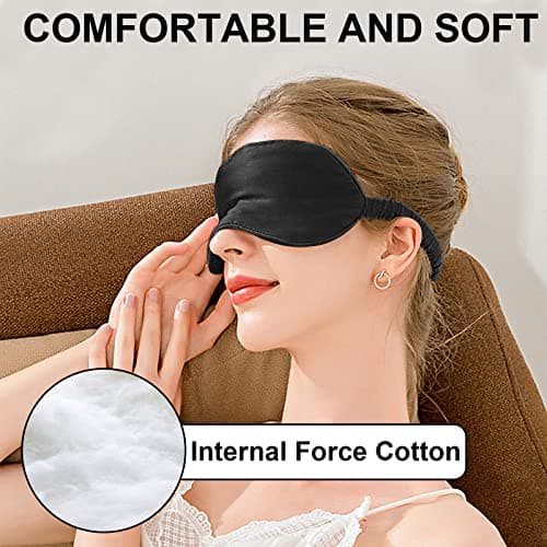 IEKEODI 2 Pack Silk Sleep Masks, Light Blocking Eye Masks, Black — view 4