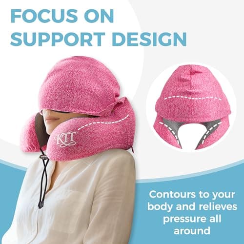 KTT Pink Memory Foam Hooded Travel Pillow Kit Eye Mask & Earplugs — view 5