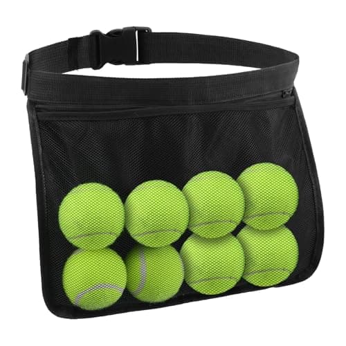 AABDTYYD Tennis Ball Holder Adjustable Waist Pouch for Tennis, Pickleball and Golf, Lightweight Mesh Bag Holds 8-10 Balls, Black Colour Secure Fit for Sports Training and Matches.