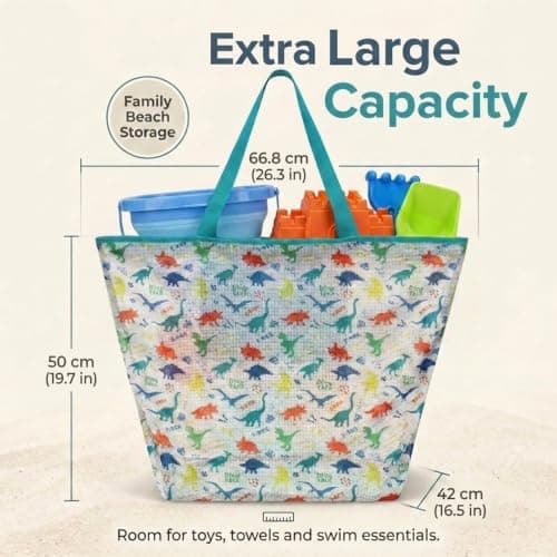 Haelyze Extra Large Mesh Beach Toy Tote Bag – Drawstring Swimming Bag — view 6