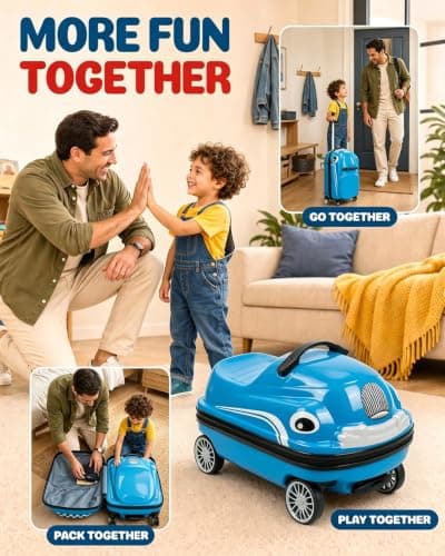 Latlliy Ride-On Kids Suitcase Kids Luggage on Wheels Kids Travel Bag for Girls and Boys, Lightweight Cabin Hand Luggage Children's Luggage for Short Breaks, Holidays, Sleepovers, School Trips — view 4