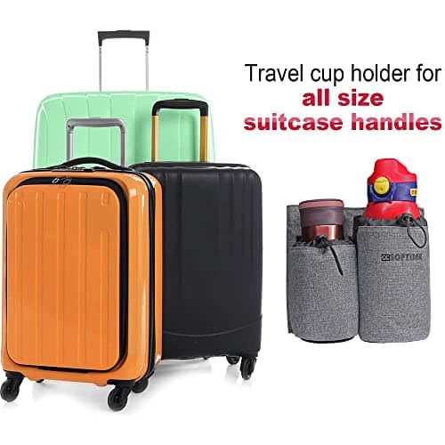 CCSOFTIME Handy Luggage Travel Cup Holder,Multifunction Suitcase Cup Holder,Suitcase Drink Holder with Difference Height,Drink Beverage Caddy for Flight Attendant Traveler-Essential-Grey — view 5