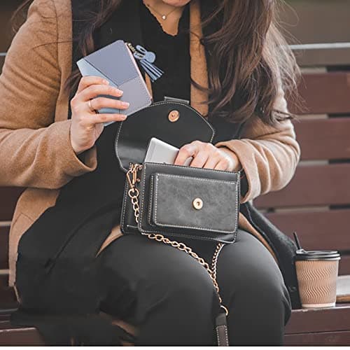 FuninCrea Ladies Zipper Wallet, Small Purse with Metal Snap Button, Leather Wallet for Women with Coin Bag, Multifunction Bifold Ladies Purse, Credit Card Holder Wallets for Girls (Blue) — view 6