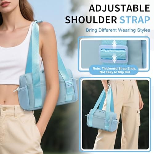 SUIKIHUM Mini Gym Bag, Small Gym Bag w/Wet Compartment for Women Sky Blue — view 4