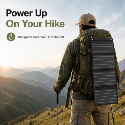 GoDyna 40W Foldable Solar Panel 80 x 28 cm Charger Portable Solar Panel with USB C USB A and DC Output Waterproof Monocrystalline Solar Charger for Camping Hiking Travel Power Bank Phone Tablet — view 3