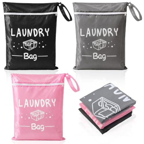 VLUNT 3 Pcs Large Travel Laundry Bag with Zipper & Handle, 19.69" x 14.57"