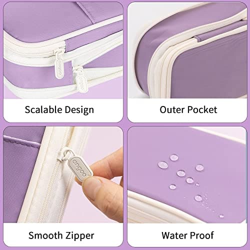 GALER Big Capacity Pencil Case, Large Pencil Case Cute Pencil Pouch Aesthetic Stationery Pen Bag Secondary School Essentials Supplies for Teen Girls Preppy (Light Blue) — view 6