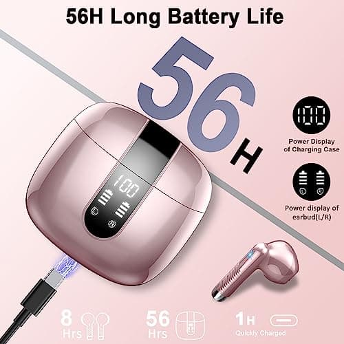 Drsaec Wireless Earbuds, 2026 Wireless Headphones with 4 ENC Mic Rose Gold — view 5