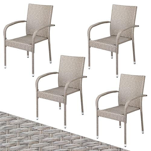 CASARIA® Garden Chairs Set of 4, Stackable Rattan Outdoor Dining Chairs