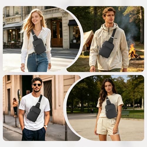 Broadream Anti-Theft Sling Bag for Men, Waterproof RFID Crossbody Shoulder Bag with Security Zipper, Small Crossbody Chest Bag for Men & Women, Mobile Phone Bag for Travel Outdoor Work, gray, Small — view 2
